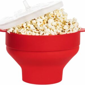 Pipoqueira de Silicone para Micro-ondas Dobrável com Tampa, Pipoca sem Óleo, Reutilizável e Fácil de Limpar IZEPOPCORN