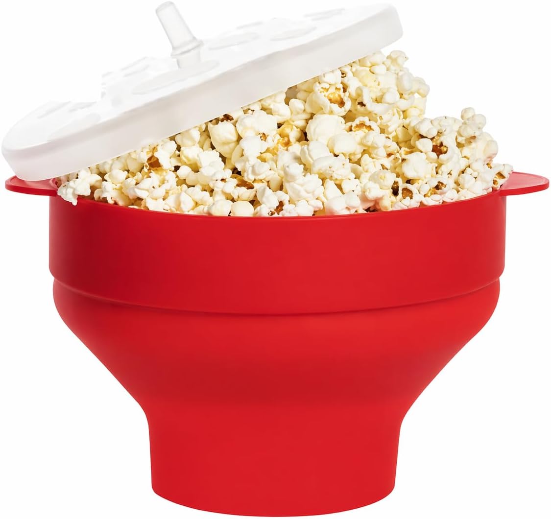 Pipoqueira de Silicone para Micro-ondas Dobrável com Tampa, Pipoca sem Óleo, Reutilizável e Fácil de Limpar IZEPOPCORN