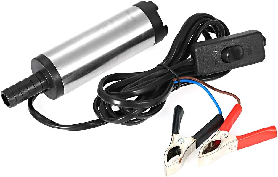 Bomba Submersível 12 V para Diesel, Querosene e Água, Aço Inoxidável, 40 W, Vazão 12 L/min, 38 mm IZEPOWER IZESHOP Bomba elétrica submersível 12V e 24V IZEPOWER conectada a bateria para uso prático