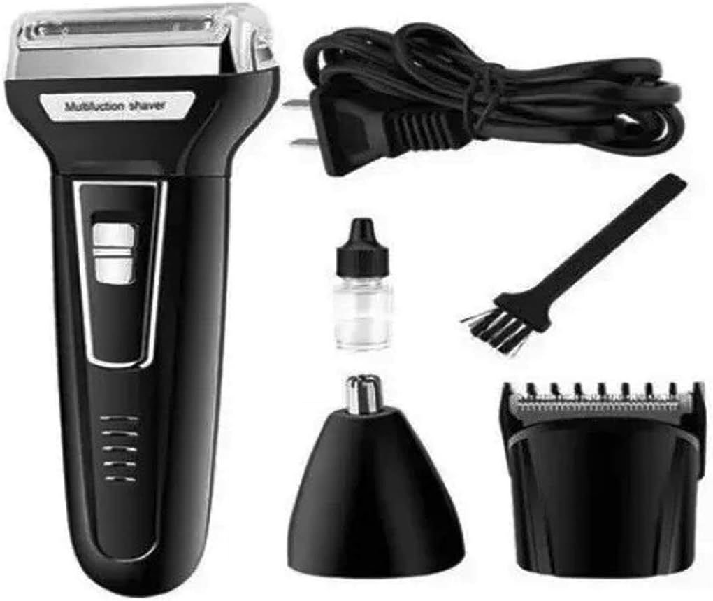 Máquina de Cortar Cabelo Kemei KM-6558 3 em 1 Recarregável Bivolt com Barbeador e Aparador de Pelos do Nariz, Até 60 Minutos de Uso