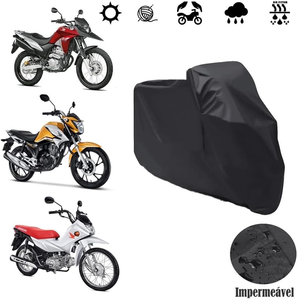 Capa para Moto Impermeável Forrada em Couro, Proteção UV, Sol e Chuva, Tamanho G IZE PROTECT IZESHOP Capa protetora para moto impermeável usada em estacionamento e área externa