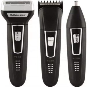 Máquina de Cortar Cabelo Kemei KM-6558 3 em 1 Recarregável Bivolt com Barbeador e Aparador de Pelos do Nariz, Até 60 Minutos de Uso