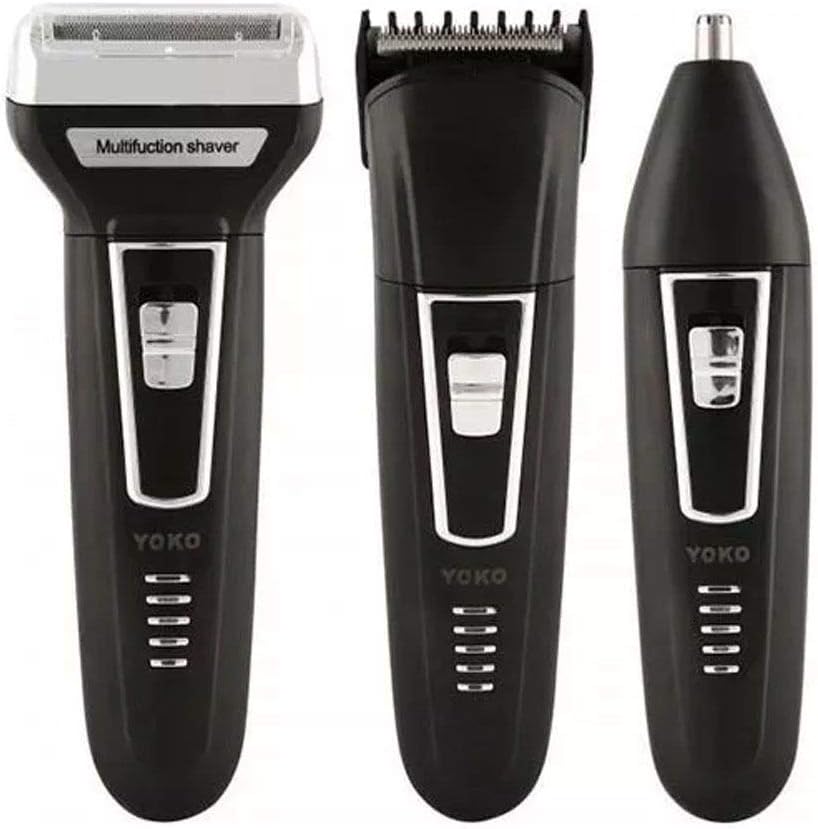 Máquina de Cortar Cabelo Kemei KM-6558 3 em 1 Recarregável Bivolt com Barbeador e Aparador de Pelos do Nariz, Até 60 Minutos de Uso