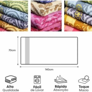 Kit 5 Toalhas de Banho Estampadas 140 x 70 cm Macias, Leves, Absorventes e de Secagem Rápida para Casa e Viagem IZEHOME comfort Kit 5 Toalhas de Banho Estampadas 140 x 70 cm Macias, Leves, Absorventes e de Secagem Rápida para Casa e Viagem IZEHOME comfort