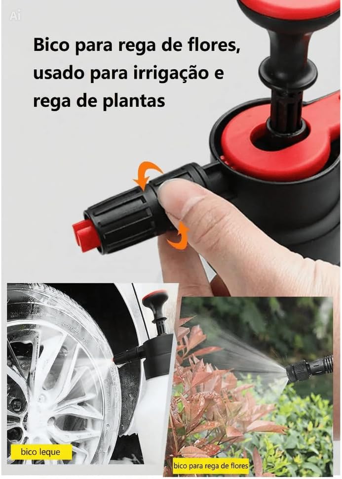 Pulverizador Manual Snow Foam 2 L com 2 Bicos para Espuma e Pulverização, Lavagem de Veículos e Jardinagem IZEWASH