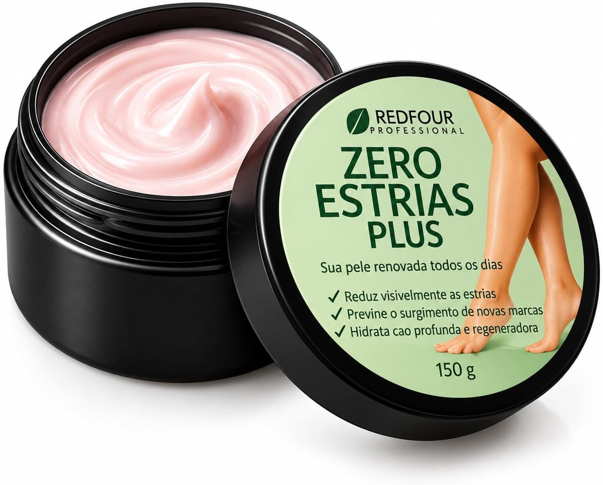 Creme Zero Estrias Plus RedFour Professional 150 g Hidratante Corporal para Massagem e Cuidados com a Aparência das Estrias, Todos os Tipos de Pele