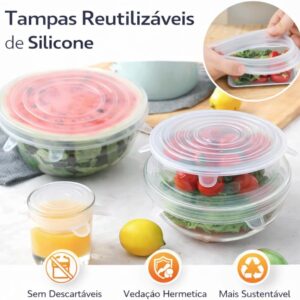 Kit 12 Tampas de Silicone Universal Flexíveis e Herméticas, Livre de BPA, 6 Tamanhos para Potes e Panelas, IZEHOME FLEX Kit 12 Tampas de Silicone Universal Flexíveis e Herméticas, Livre de BPA, 6 Tamanhos para Potes e Panelas, IZEHOME FLEX