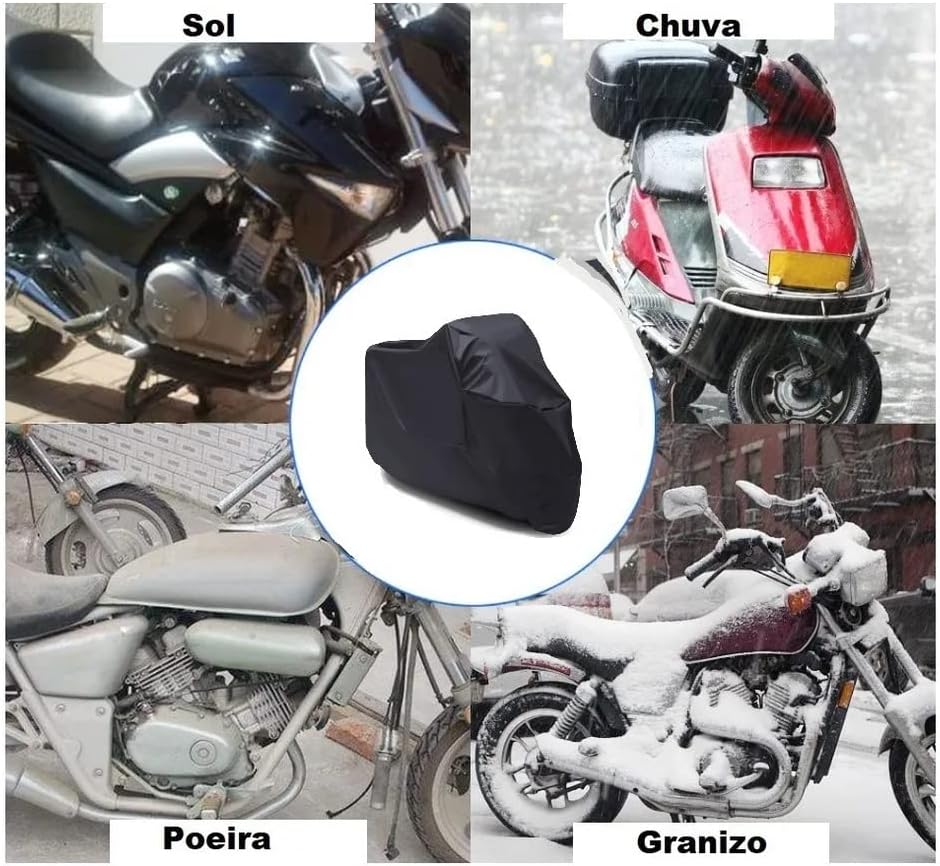 Capa para Moto Impermeável Forrada em Couro, Proteção UV, Sol e Chuva, Tamanho G IZE PROTECT IZESHOP Capa para cobrir moto resistente à chuva, sol e sujeira com acabamento forrado