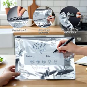 Sacos Reutilizáveis de Alumínio para Alimentos, 40 Peças, Zíper Hermético, 3 Tamanhos, à Prova de Vazamentos IZEFOOD FRESH