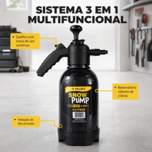 Pulverizador Snow Foam Vollekz 2 L 3 em 1 Portátil com 2 Bicos, Espuma Densa e Vedação Reforçada para Lavagem Automotiva