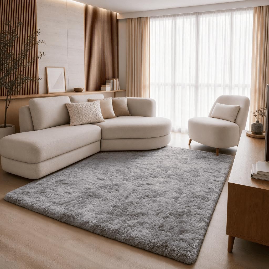 Tapete Felpudo Retangular 2,00 x 1,40 m Macio Cinza para Sala e Quarto IZEHOME COMFORT IZESHOP Tapete felpudo retangular cinza IZEHOME COMFORT 2,00 x 1,40 m para sala e quarto