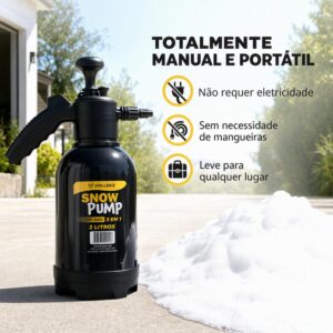 Pulverizador Snow Foam Vollekz 2 L 3 em 1 Portátil com 2 Bicos, Espuma Densa e Vedação Reforçada para Lavagem Automotiva